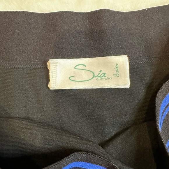 Black Swim Bottoms with Blue Stripe - Picture 2 of 4